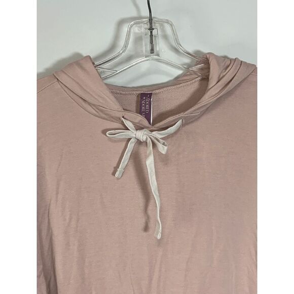 Adore Me Women's Long Sleeve Drawstring Pullover Hooded Sweatshirt Pink Small - Picture 3 of 6